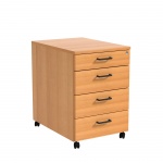 Rollcontainer, Höhe 62 cm, 43x62 cm (B/T), 4 Schubladen, abschließbar, 